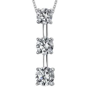 925 Silver Vertical Bar with Three Graduated CZ's Past Present & Future Pendant
